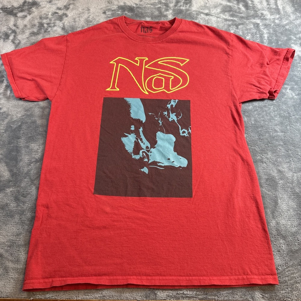 NAS Music Graphic Print Red Men’s M Cotton Crew Neck Short Sleeve T-Shirt